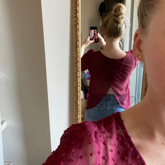 Sheer Wine Pins and Needles Top - Picture 4 of 4